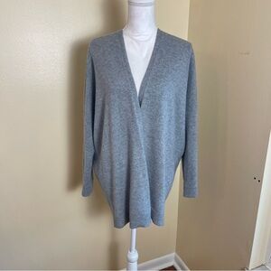 Eileen Fisher 100% Cashmere Open Front Cardigan Gray M Quiet Luxury Minimalist
